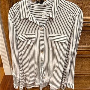 J. Jill Navy and White Striped Shirt